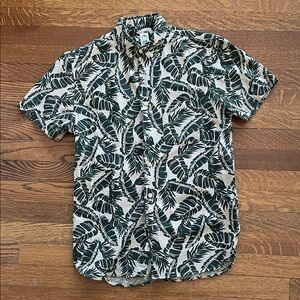 Hiroshi Kato Men's Green Leaf Print Shirt